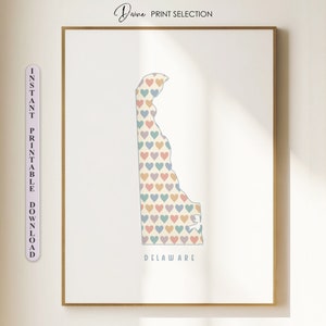 Delaware-Karte, Silhouette, Delaware-Karte, Druck, Boho-Wandkunst, druckbare DE-Karte, moderne Wandkunst, Geschenk für Sie, druckbares Kunstwerk, Heimbüro-Dekoration