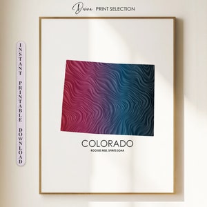 Colorado Map Print Printable CO Map USA State Map Colorado Wall Art Gift For Her 4th Of July Decor Custom Map Print Colorado Artwork Decor