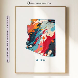 Arizona Karte Druck Wandkunst Wohnzimmer Dekor Arizona Karte Poster digitale druckbare Kunst Arizona Druck Blumendruck Karte von Arizona Geschenk für sie