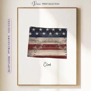 Colorado State Map Print Colorado Wall Art American Flag Patriotic Print USA Colorado Map Poster Stars And Stripes Rustic Country Print