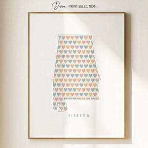 Alabama print Alabama silhouet kaart afdrukbare Alabama midden van de eeuw Art Alabama poster Alabama Wall Art Boho Wall Art Prints Boho Wall Decor