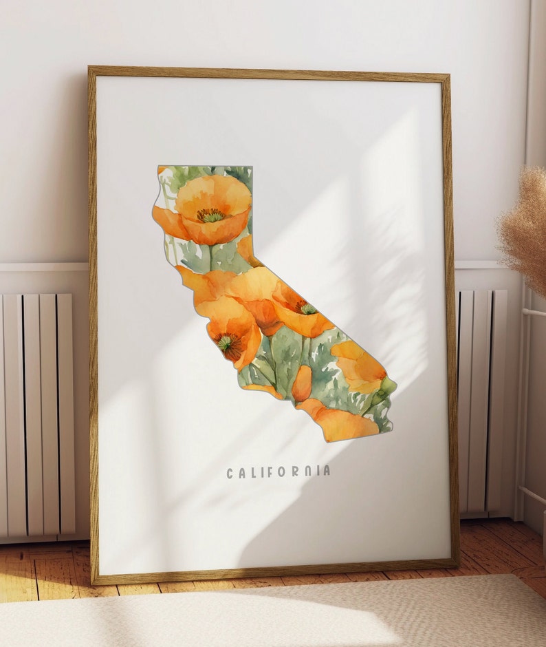 California Map Poster California Map Print Wall Art Living Room Decor ...