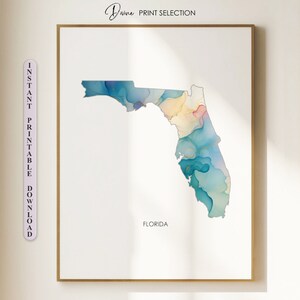 Florida kaart afdrukken Florida silhouet kaart afdrukbare artwork Mid-century Art Florida poster Florida Wall Art Home Office decor kaart van Florida