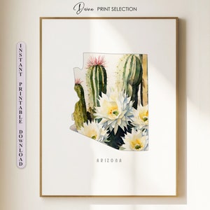 Arizona Karte Druck Wandkunst Wohnzimmer Dekor Arizona Karte Poster Digital druckbare Kunst Blumendruck Karte von Arizona Geschenk für Sie