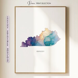 Kentucky Karte Druck Kentucky Wandkunst Paterischer Druck USA Karte Geschenk für Sie Illustration Wandkunst Kartenmalerei Silhouette Karte Druck