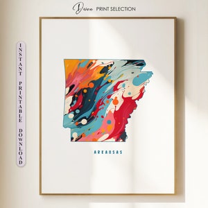 Mapa de Arkansas Imprimir arte de parede Decoração de sala de estar Mapa de Arkansas Cartaz de arte digital para impressão Mapa de Arkansas Presente para amigos Arte de parede de Arkansas