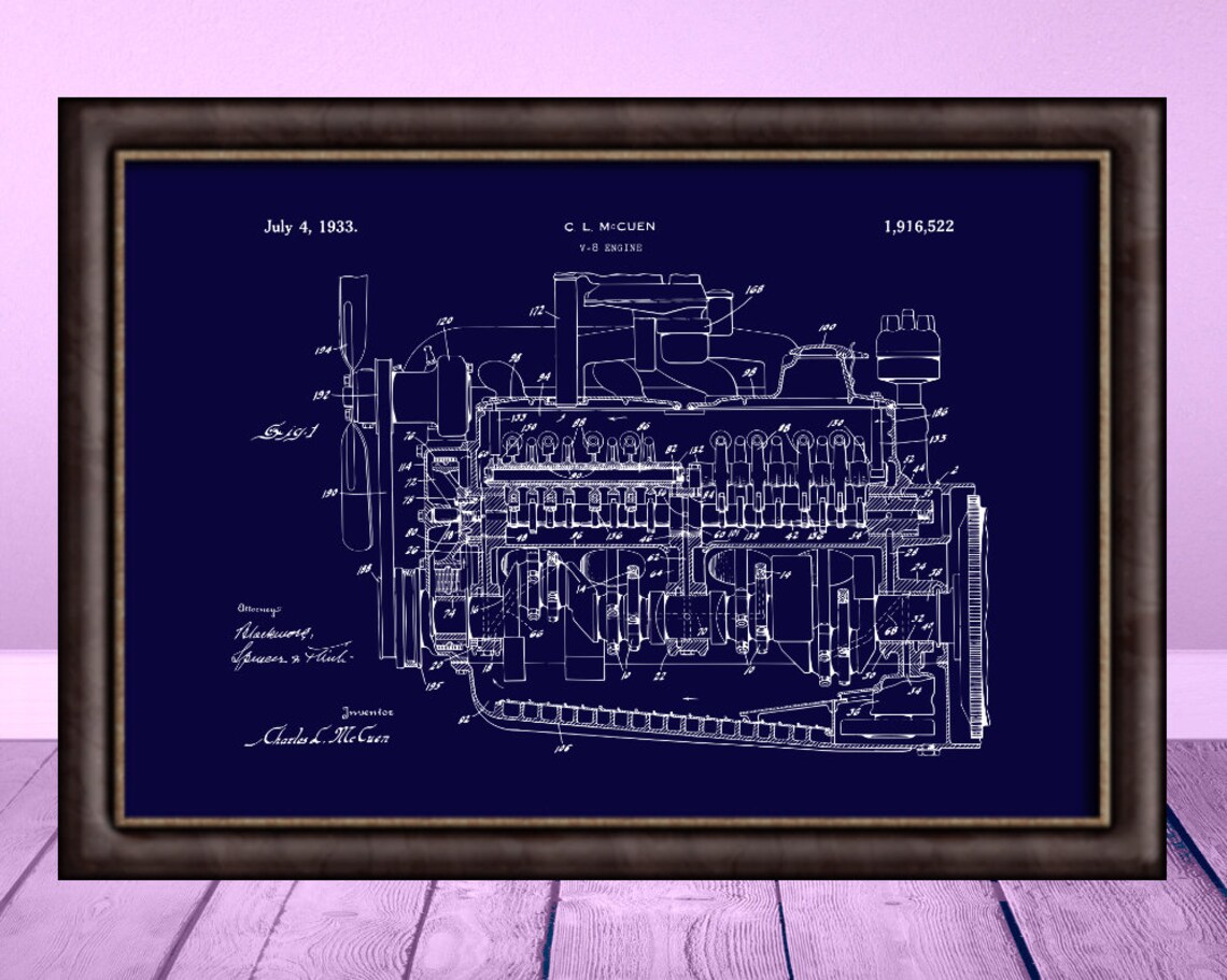 Engine Poster Automotive Decor Engine Patent Automotive Decor Etsy