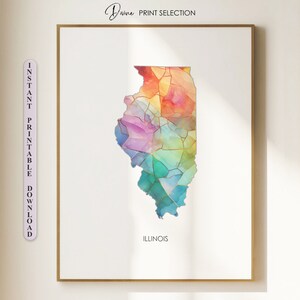Stampa dell'Illinois Illinois Silhouette Mappa stampabile Illinois Arte della metà del secolo Illinois Poster Illinois Wall Art Home Office Decor Arte stampabile