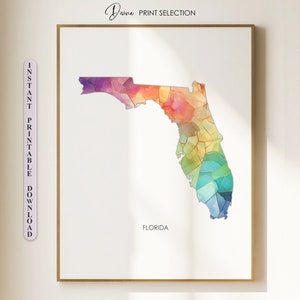 Florida kaart afdrukbare muur kunst USA staat kaart Florida poster cadeau voor vrienden staten kunst afdrukbare aangepaste kaart afdrukken muur decor lege FL kaart