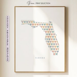 Florida kaart afdrukbare Wall Art USA State kaart Florida poster cadeau voor vrienden Boho Wall Art aangepaste kaart afdrukken Wall Decor lege FL kaart