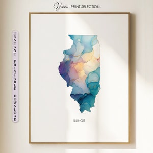 Stampa della mappa dell'Illinois Arte da parete dell'Illinois Stampa patriottica Mappa dello stato degli Stati Uniti Regalo per papà Mappa artistica stampabile Mappa dell'arredamento dell'Home Office dell'Illinois