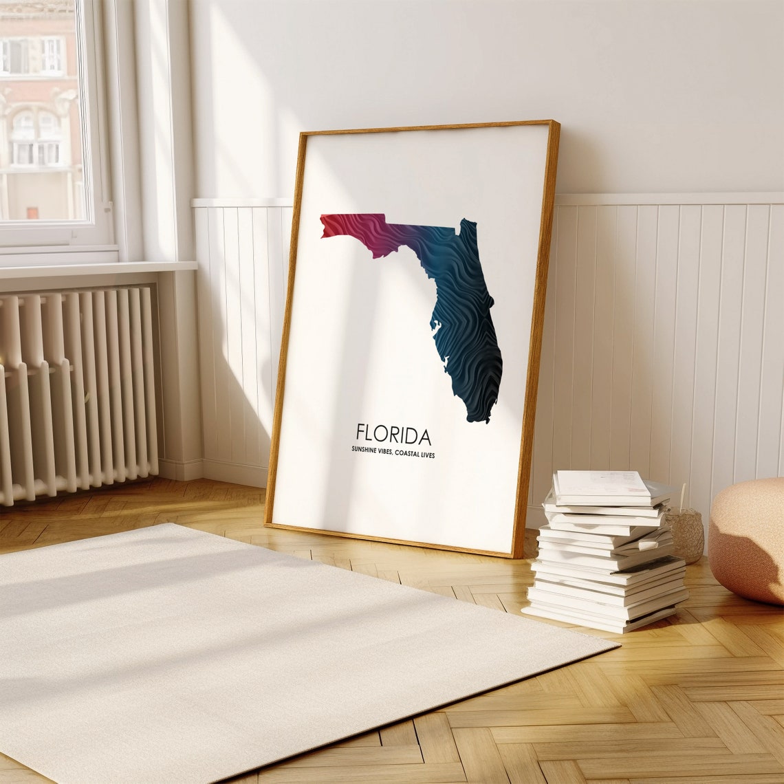 Florida Map Print Florida Silhouette Map Printable Florida Mid-century ...