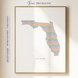 Florida Poster Florida kaart afdrukbare Wall Art USA State kaart cadeau voor haar Boho Wall Art aangepaste kaart afdrukken Wall Decor lege FL kaart