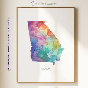 Georgia Print Georgia Silhouette Karte druckbare Georgia Mid-Century Art Georgia Poster Georgia Wandkunst Home-Office-Dekor druckbare Kunst