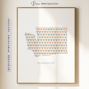 Washington kaart afdrukken Washington kaart silhouet afdrukbare WA kaart moderne muur kunst cadeau voor haar afdrukbare kunst Home Office Decor Boho Wall Art
