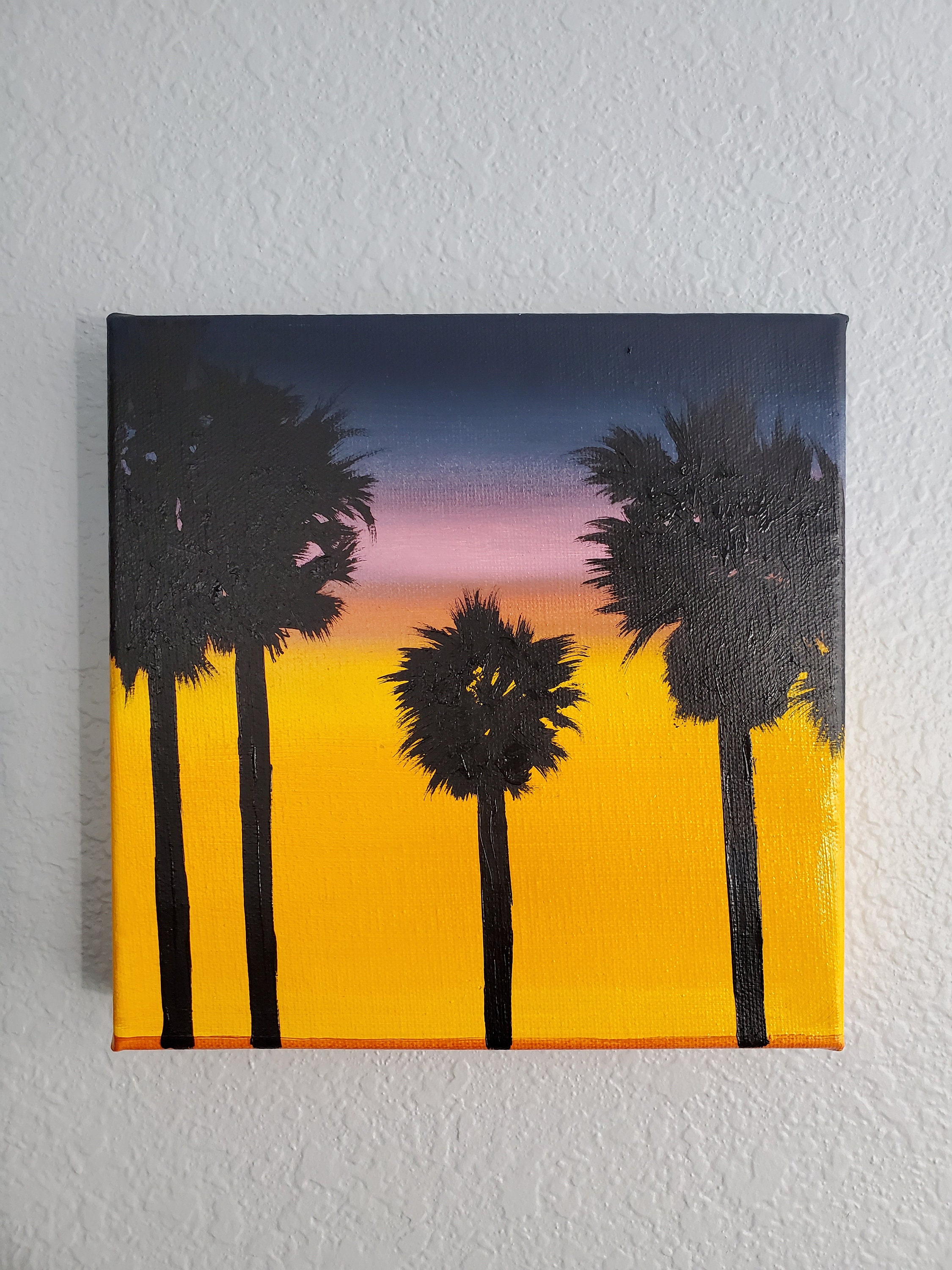 Oil Art & Collectibles Palm tree sunset oil painting Painting etna.com.pe