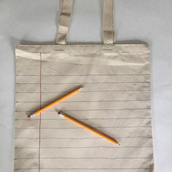 Lined Notebook Paper Tote Bag (Heavyweight)
