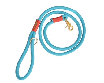 Sky Blue Rope Dog Leash // Rope Dog Lead - Strong Dog Leash - Heavy duty brass clip (Free delivery worldwide)