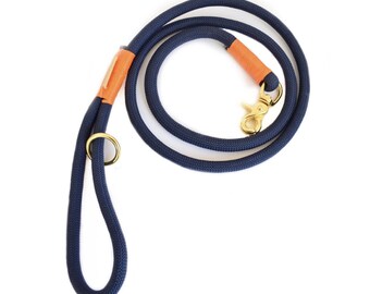 Navy Rope Dog Leash // Rope Dog Lead - Strong Dog Leash - Heavy duty brass clip (Free delivery worldwide)