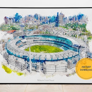 Melbourne Cricket Ground Stadium Print, Aussie Rules Football Poster, Cricket Wall Art Gift, Groomsmen Gift Ideas