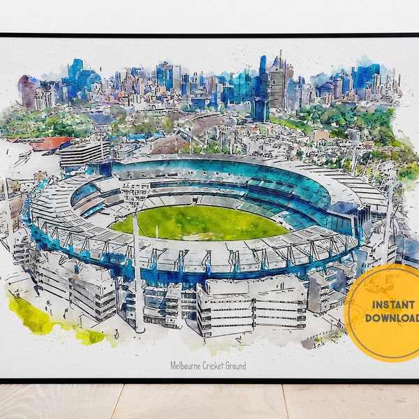 Melbourne Cricket Ground Stadium Print, Aussie Rules Football Poster, Cricket Wall Art Gift, Groomsmen Gift Ideas