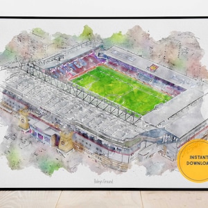 West Ham United Print, Boleyn Ground Stadium Poster, Football Wall Decor, Printable Wall Art, Instant Download