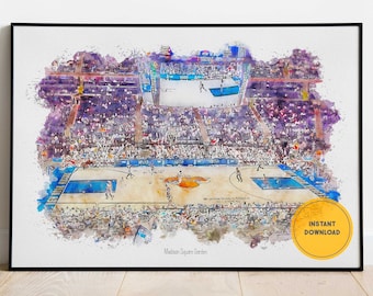 Póster de los New York Knicks, Arte de pared de los Knicks, Madison Square Garden, Póster de baloncesto, Regalo para padrinos de boda, Arte de pared imprimible, Descarga instantánea