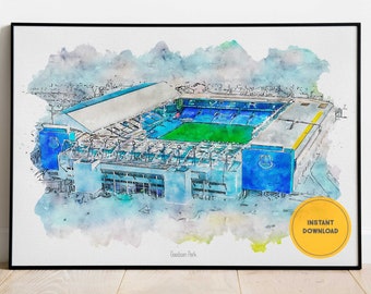 Everton Football Poster, Goodison Park Print, Printable Wall Art, Groomsmen Gift, Football Poster