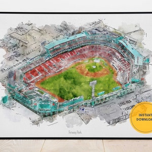Fenway Park Poster, Fenway Park Print, Boston Red Sox Poster, Baseball Fan Art, Red Sox Print, Man Cave Wall Art, Gift for Her