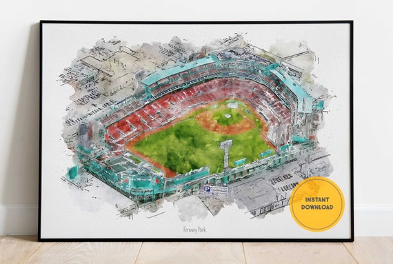 Boston Red Sox Poster, Fenway Park Green Monster, Red Sox Art