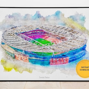 Arsenal Poster, Emirates Stadium Print, Wall Decor, Football Wall Art, Football Fan Gift, Groomsmen Gift
