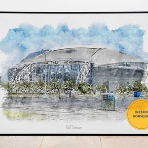 Dallas Cowboys Poster, AT&T Stadium Print, Cowboys Poster, Dallas Cowboys Decor, Wall Decor, Printable Wall Art, Gift for Him