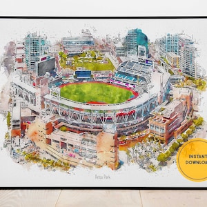 San Diego Padres Baseball Print, Petco Park Baseball Poster, Sports Wall Decor, Instant Download, Gift for Dad