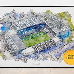 Newcastle United Poster, St James Park Wall Art, Soccer Poster, Kids Bedroom Decor, Football Art Print, Groomsmen Gift