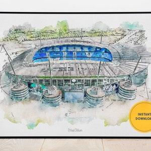 Manchester City Poster, Man City Print, Soccer Home Decor, Printable Wall Art, Gift for Him, Instant Download, Groomsmen Gift