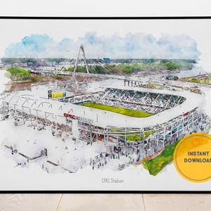 Cartaz de futebol atual do Kansas City, impressão do estádio CPKC, arte de parede do Kansas, decoração de parede de bar esportivo, presente para ele