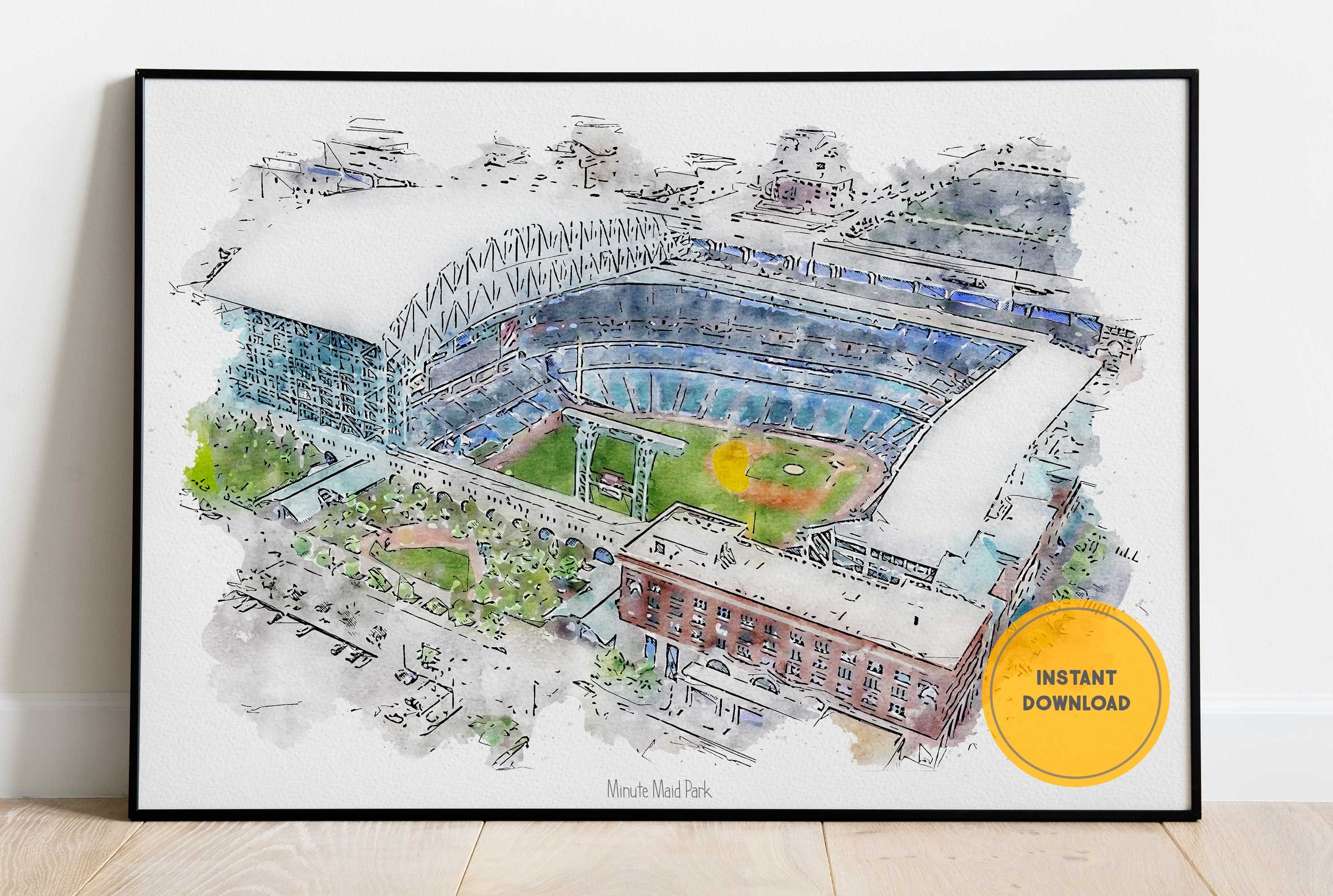 Houston Astros Baseball Poster, Minute Maid Park Print, Printable Wall Art, Sports Wall Decor, Instant Download