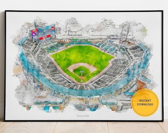 Detroit Tigers Baseball Poster, Comerica Park Stadium Druck, druckbare Wandkunst, Sport Wand-Dekor, sofortiger Download