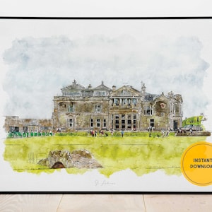 St Andrews Golf Print | Golf Print | Gift for Dad | The Old Course | The Open | Tiger Woods | Golf Gift | Valentines Day | Vintage Art