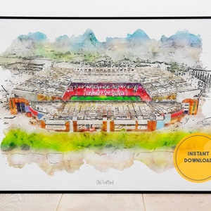 Manchester United Print, Old Trafford Poster, Man Utd Poster, Soccer Print, Football Stadium Art, Gift for Dad, Groomsmen Gift