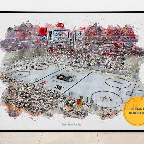 Philadelphia Flyers Poster, Wells Fargo Center Stadium Print, Flyers Hockey, Hockey Gift For Him, Groomsmen Gift for Wedding