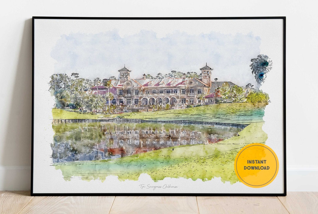 TPC Sawgrass Print, Famous Clubhouse Wall Decor, Golf Gift for Men ...