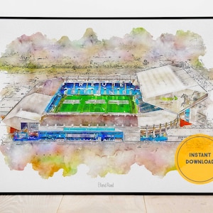 Leeds United Poster, Elland Road Print, Leeds Utd Soccer Poster, Office Decor, Groomsmen Gift, Football Art Print