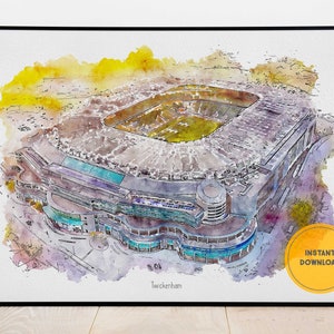 Twickenham Stadium Poster, England Rugby Print, Stadium Wall Art, Gift for Dad, Landmark Print,