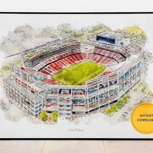 Póster de los San Francisco 49ers, Levi&#39;s Stadium, póster del estadio deportivo, regalo para padrinos de boda, arte mural imprimible
