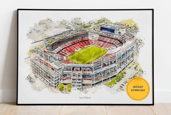 San Francisco 49ers Poster, 49ers Levi's Stadium, Sports Stadium Poster, Groomsmen Gift, Printable Wall Art