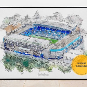Chelsea FC Poster, Stamford Bridge Print, Chelsea Football Poster, Groomsmen Gift, Wall Decor