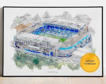 Chelsea FC Poster, Stamford Bridge Print, Chelsea Football Poster, Groomsmen Gift, Wall Decor