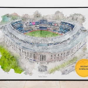 Yankee Stadium, New York Yankees Poster, Baseball Wall Art, Groomsmen Gift, Baseball Fan Gift, Instant Download