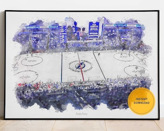 Tampa Bay Beleuchtung Hockey Poster, Amalie Arena Druck, Eishockey-Wand-Dekor, druckbare Wandkunst, sofortiger Download